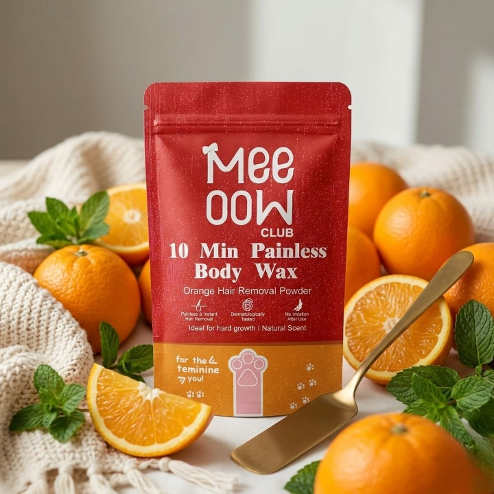 Meeoow Club 10 Min Painless Body Wax – Orange Hair Removal Powder for Smooth Skin - 100g
