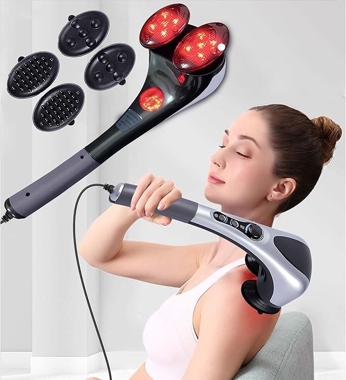 Blue Idea Full Body Handheld Double Head Massager With Infrared Heat Technology For Muscle Relief Relaxation And Circulation